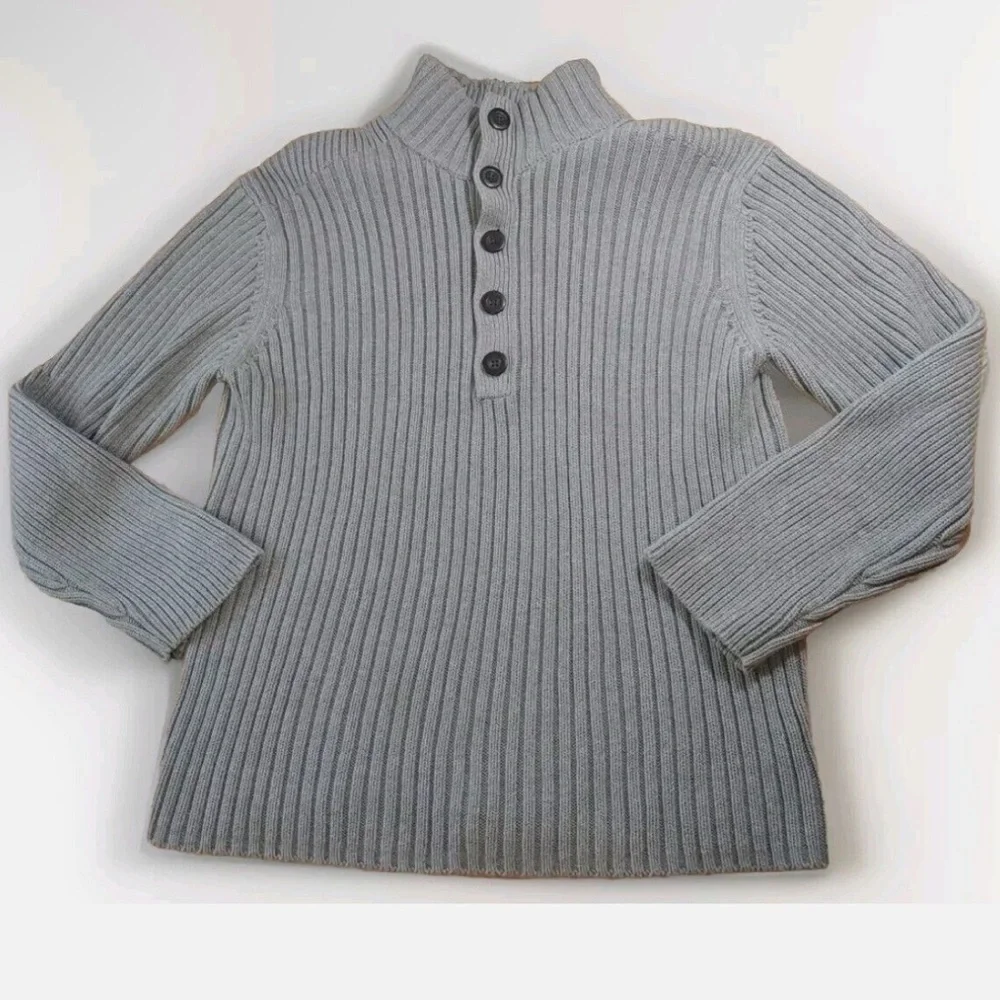 Vintage Banana Republic Gray Cotton Heavy Cable Knit Pullover L